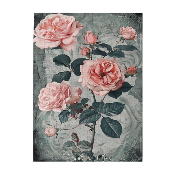 500 PCS Vibrant Roses - 500 Piece Flower Jigsaw Puzzles,Challenging Brain Exercise,Impossible Hard Difficult Challenging Puzzles For Adults,Charm Rose Wooden Puzzle,Gift For Lover