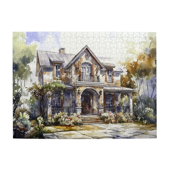 500 PCS Vintage Memories - Old Villas 500 Piece Funny Jigsaw Puzzles,Featuring Vintage And Classic Illustrations,Depict A Vintage Villa,Classic Adults Wooden Puzzle,Gift For Puzzle Lovers
