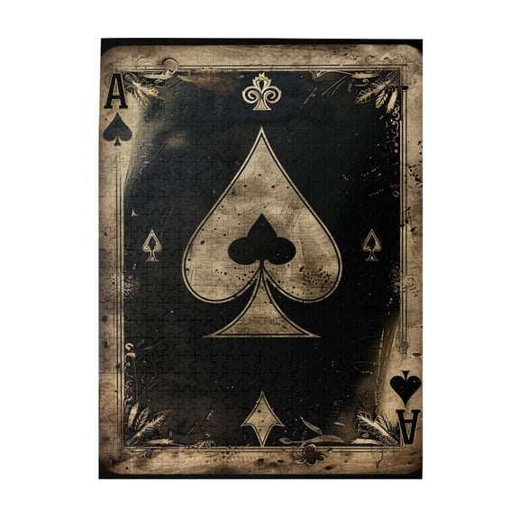 500 PCS Vintage Poker Spades A 500 Piece Jigsaw Puzzle For Adults,Unique Artwork For Adults,Great For Relaxation And Display For Puzzle Enthusiast,Retro Poker Wooden Puzzle For Home Decor