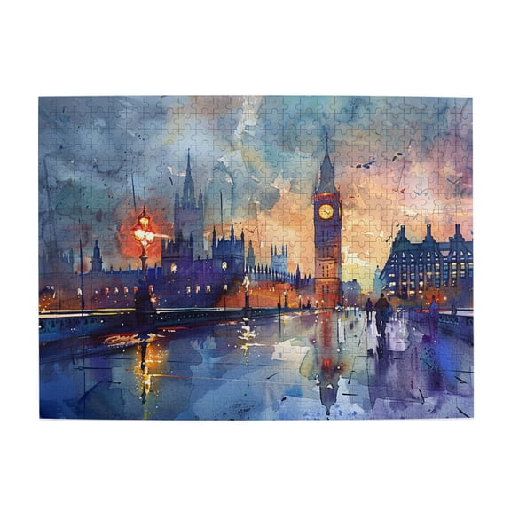 500 PCS Watercolor Big Ben jigsaw puzzles 500 pieces,Challenging Brain Exercise,Classic Big Ben Wooden Puzzle,Funny Gift for Landscape Lovers,Great for Relaxation and Display for Puzzle Enthusiasts