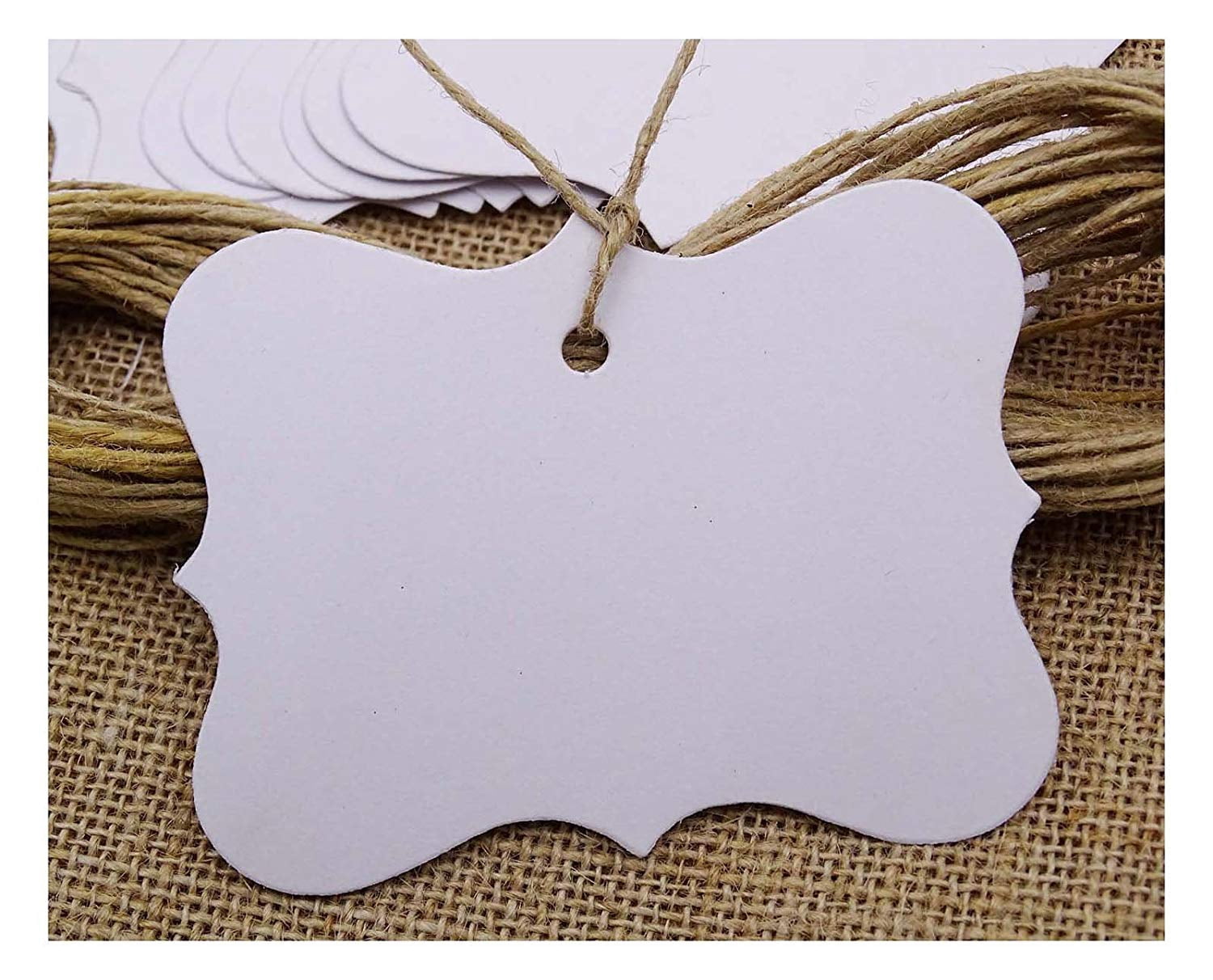 500 PCS White Kraft PaperÂ&nbsp;Gift TagsÂ&nbsp;Bonbonniere Wedding Favor Hang Tag with Free Natural Jute Twine