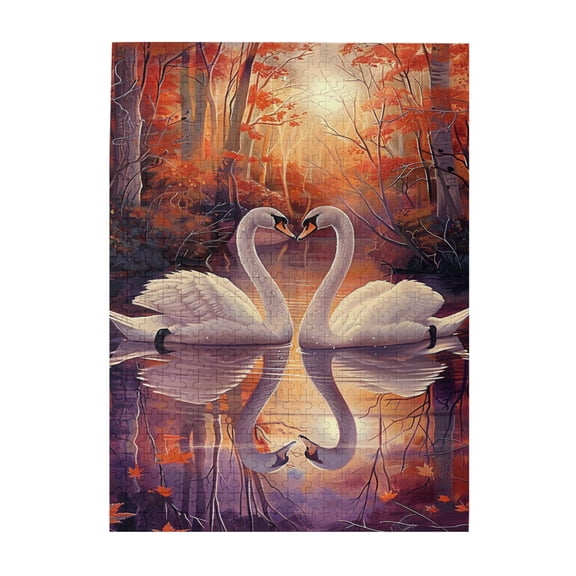 500 PCS White Swan In The Lake Jigsaw Puzzles 500 Pieces,Vibrant Design,Enjoy The Puzzle Solving Process,Charm Swan Scenery Wooden Puzzle,Impossible Hard Difficult Challenging Puzzles For Adults