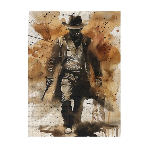 500 PCS Windcoat Cowboy - 500 Piece Fun Jigsaw Puzzle,Creative Activity Hobbies For Adults,Stress Relieving Pleasure,Characterized By Retro And Charming Illustrations,Depicting A Trench Coat Cowboy