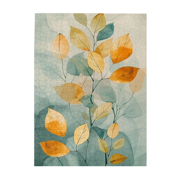 500 PCS Withered Yellow green leaves 500 Piece Vibrant Jigsaw Puzzle,Enjoy the puzzle solving process,Classic leaf puzzle as home decoration,Charm Wooden Puzzle Game,Gift Suitable Family Friends