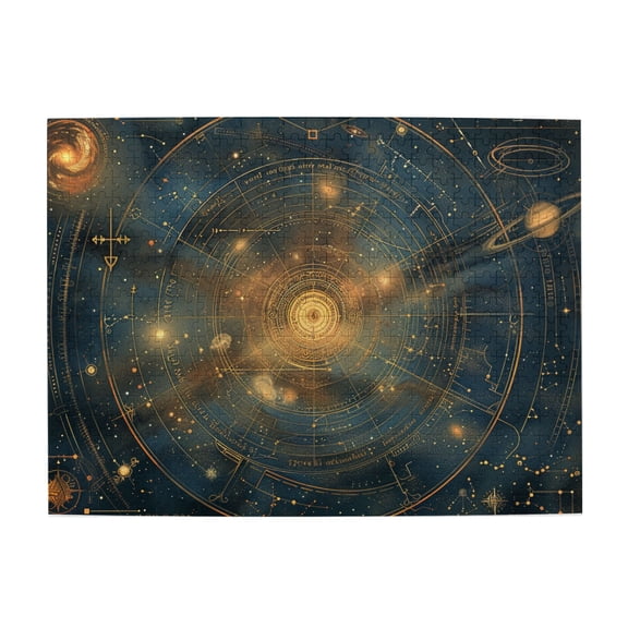 500 PCS Wooden Puzzle 500 Piece Retro Universe Star Map,High difficulty puzzle,Unique and Beautiful Design,Gift for Puzzle Lovers,Charm Universe Star Map Puzzle,Creative Activity Hobbies for Adults