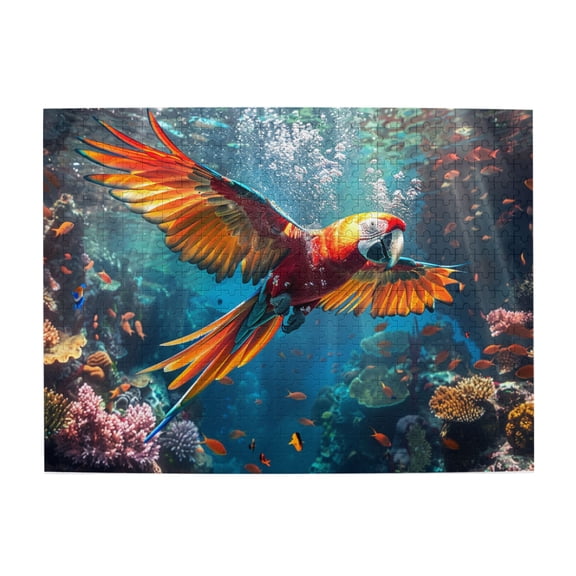 500 PCS Wooden puzzles for adults 500 pieces Parrots on the seabed,Stunningly Vibrant Colors Puzzle game,Fun Parrots on the seabed Adults Puzzle 500 Piece,Stunningly Vibrant Colors,for Puzzle Lover
