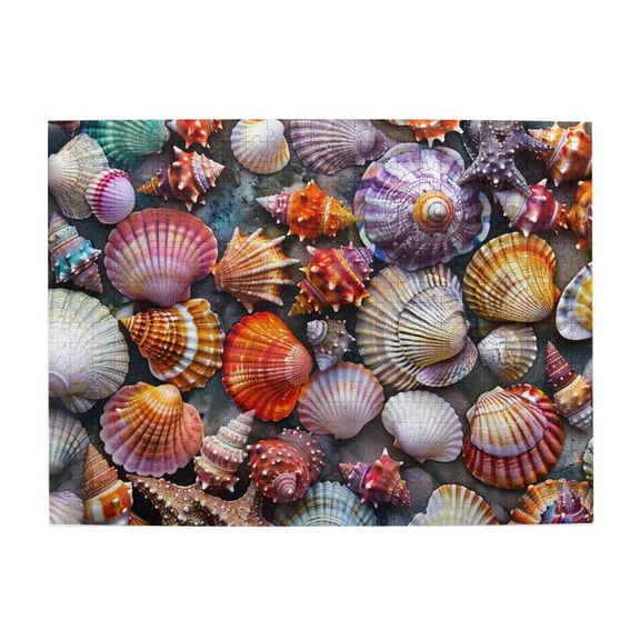 500 PCS Wooden puzzles for adults 500 pieces Conch scallop,Challenging Brain Exercise,Stress relieving puzzle,500 Piece Jigsaw Puzzle for Adults Challenging Puzzle Perfect for Game Nights