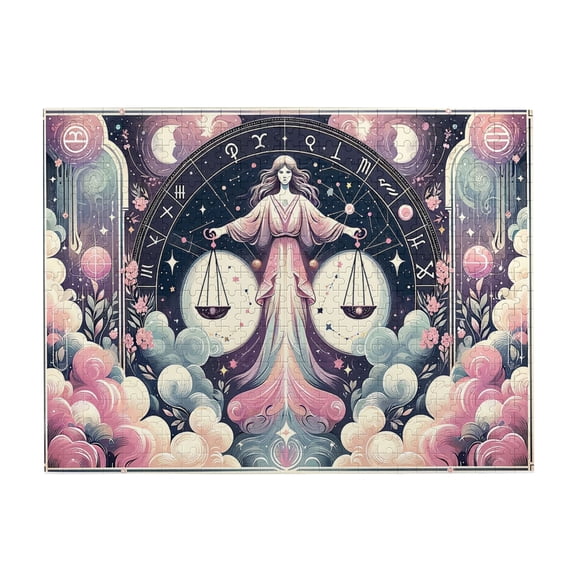 500 PCS Zodiac Sign Libra 500 Piece Elegant Jigsaw Puzzles,Challenging Brain Exercise,Great For Relaxation And Display For Puzzle Enthusiast,Modern Art Zodiac Sign Wooden Puzzle As Home Decor