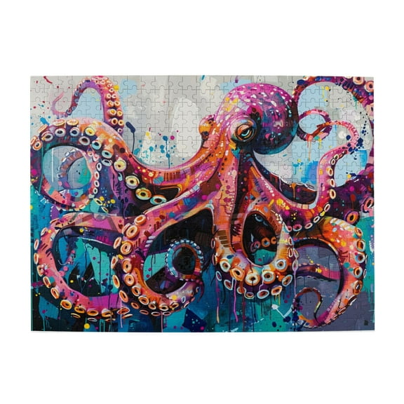 500 PCS jigsaw Wooden puzzles 500 pieces Picture squid Graffiti,Challenging Brain Exercise,Exquisite squid Graffiti Modern Style High difficulty puzzle,Unique and Beautiful Design,Stunning Artwork