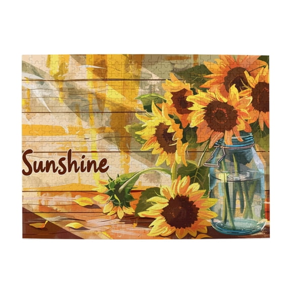 500 PCS jigsaw puzzles 500 pieces Sunshine Slogan Sunflower vase,Vibrant & Stunning Design,Challenging Brain Exercise,500 Piece Jigsaw Puzzle for Adults Challenging Puzzle Perfect for Game Nights