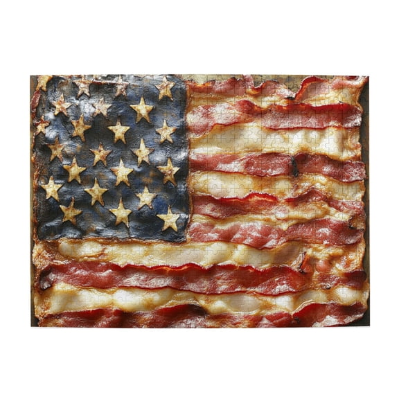 500 PCS national flag Bacon jigsaw puzzles 500 pieces,Wonderful imagination,Funny Wooden Stress relieving puzzle,Brain Challenge,Suitable for relaxing during holidays,Gift Suitable Family Friends