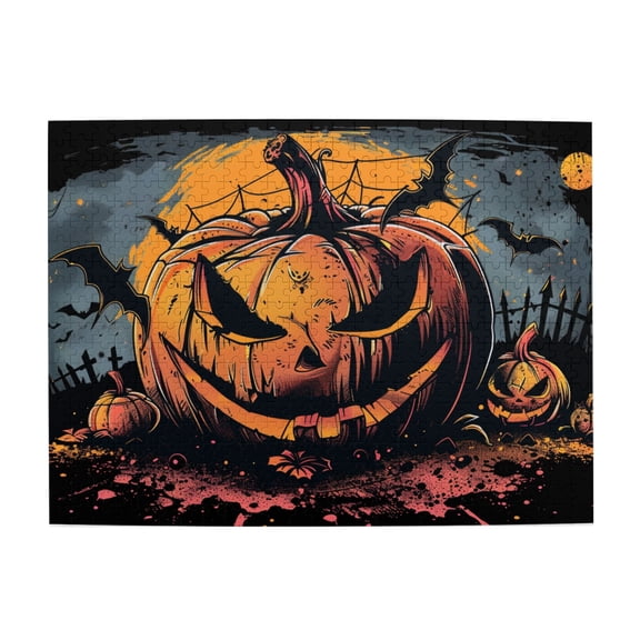 500 PCS 500 piece Wooden puzzle for adults Red Pumpkin Night,Challenging Brain Exercise,Vibrant & Stunning Wood Puzzle,Impossible Hard Difficult Challenging Puzzles,Stress relieving puzzle