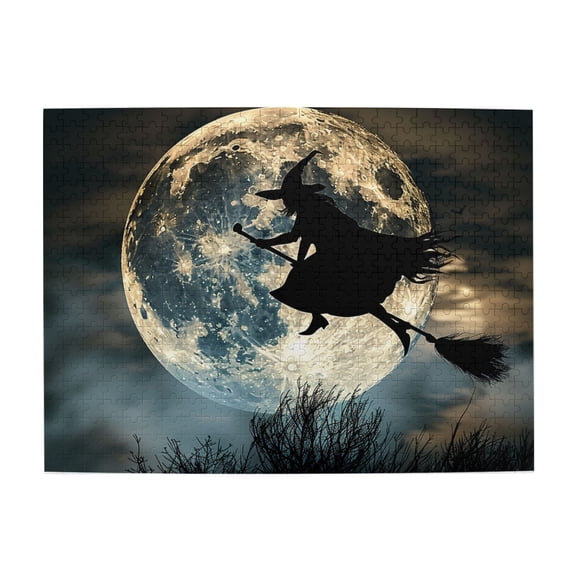 500 PCS 500 piece puzzle for adults Moon night Flying Witch,Impossible Hard Difficult Challenging Puzzles for Adults,500 Piece Jigsaw Puzzle for Adults Challenging Puzzle Perfect for Game Nights