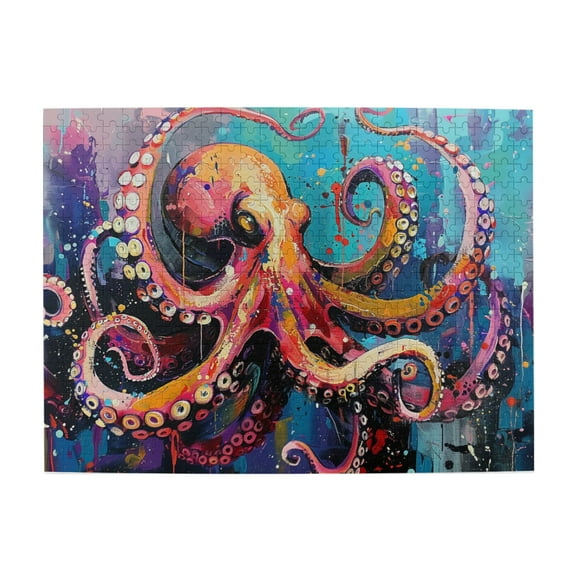 500 PCS 500 piece puzzle for adults squid Graffiti,Unique and Beautiful Design,for Puzzle & Graffiti Lovers,Creative Activity Hobbies for Adults,Modern Art squid Wood Puzzle,Stress relieving puzzle