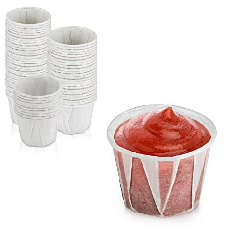 500 Pack 0.75 oz Treated Paper Souffle Portion Cups for Condiments Samples Measuring Jello Shots Sauce Disposable Cup White