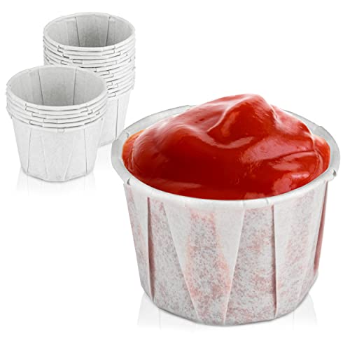 [500 Pack] 1.25 oz Treated Paper Souffle Portion Cups for Condiments