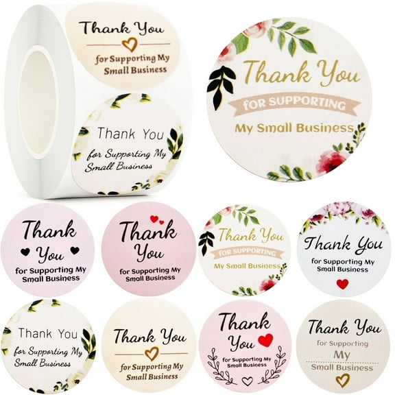 ALFEUND 500 pack 1.5 inch Round Thank You Stickers Roll, Premium Adhesive Labels for Small Business, Packaging, Gifts, Envelopes,Express Gratitude, Ideal for Customers, Handmade Goods,
