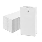 500 Pack 12 lb White Paper Lunch Bags, 13 x 7 x 4.5" Durable Paper Bags Bulk for Packing, Delivery, Take Out, Grocery, Retail Shopping, Premium Paper Sack for Snacks, Bakery