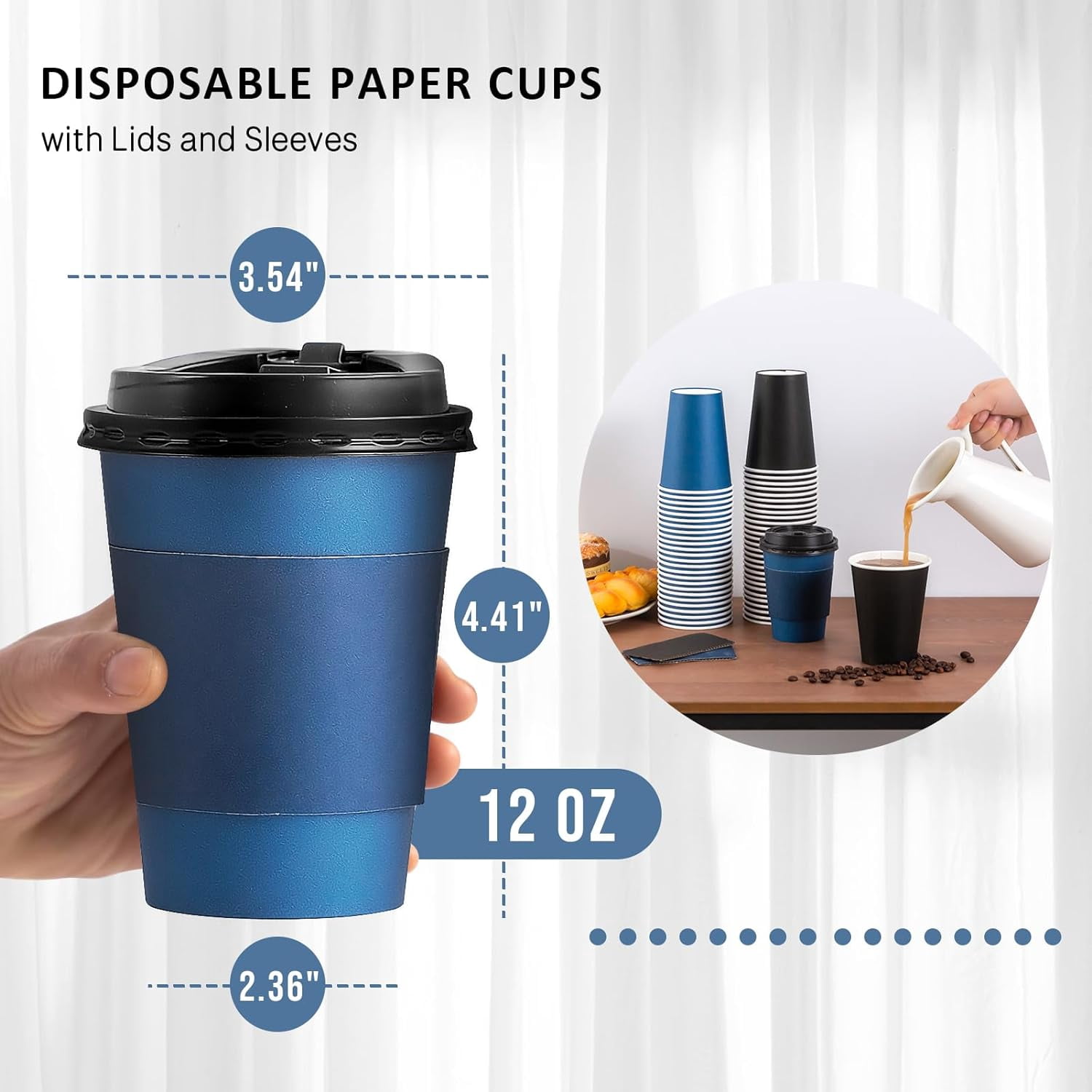 500 Pack 12 oz Disposable Coffee Cups with Lids and Sleeves, To Go ...