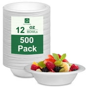 500 Pack 12oz Paper Bowls Heavy-Duty,Disposable Bowls for Hot Soup,Biodegradable Compostable Bagasse Paper Bowls