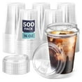 [500 Pack] 16 oz Clear Plastic Cups with Strawless Sip Lids, Disposable