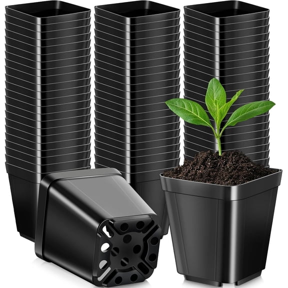 500 Pack 2 Inch Square Nursery Pots, Small Plastic Seedling Pots with Drainage Holes, Mini Planting Planters for Garden Outdoor Indoor Flower Succulent Vegetable Starting Seedlings, Black