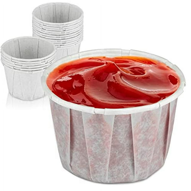 [500 Pack] 2 oz Treated Paper Souffle Portion Cups for Condiments