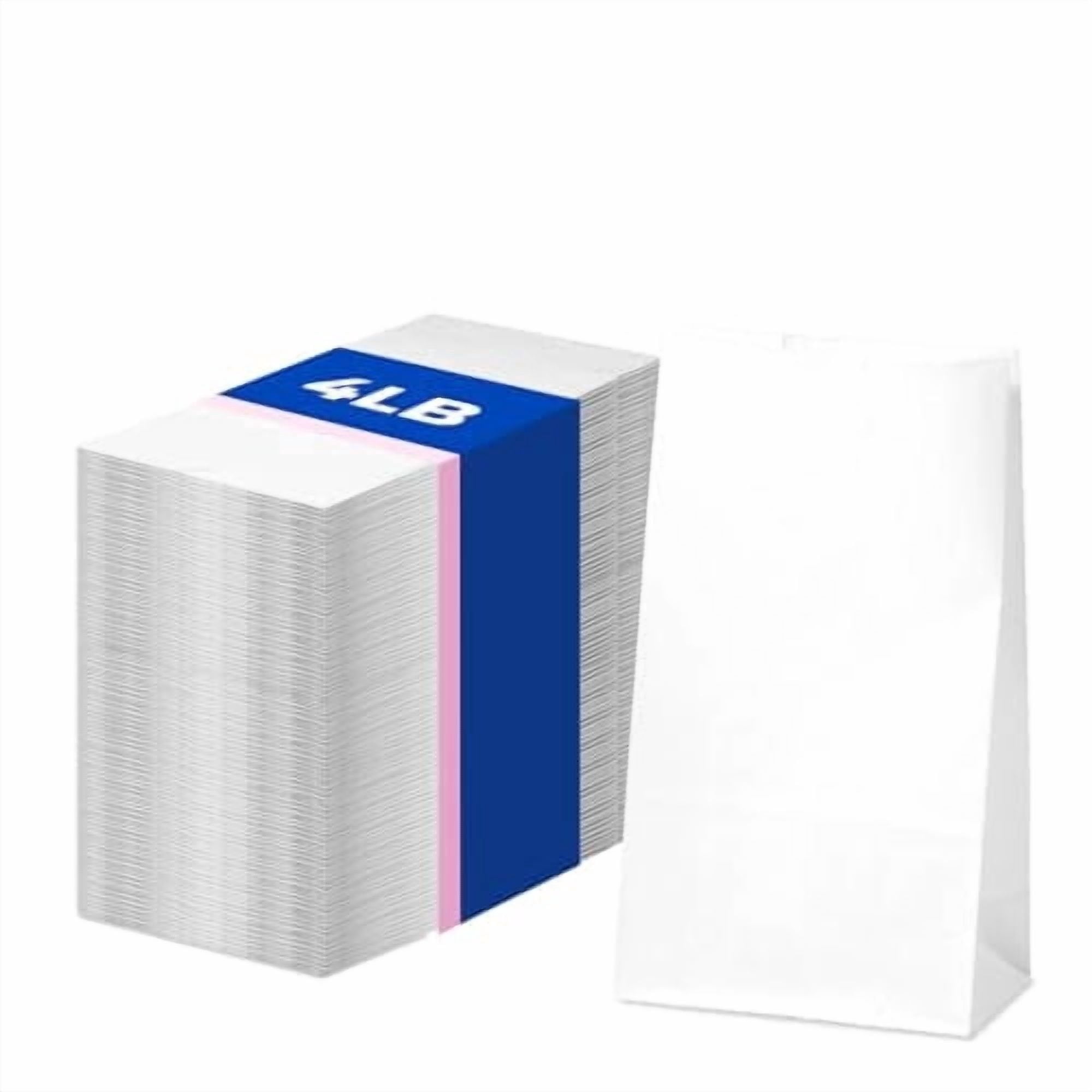 Fit Meal Prep 500 Pack 4 lb White Paper Lunch Bags, 9.75 x 5 x 3.13" Premium White Paper Bags Bulk for Small Business, Recyclable Snack Sacks, Durable Grocery Bag for Food Storage, Packing