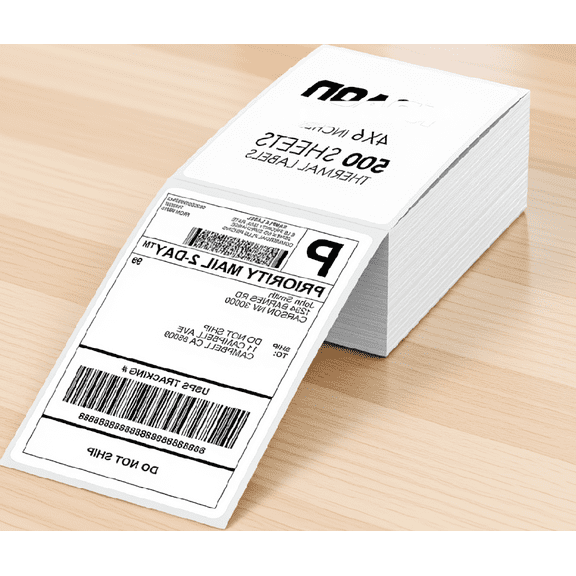 500 Pack 4x6 Fanfold Direct Thermal Shipping Labels, No Ink or Toner Required, Compatible with USPS UPS FedEx