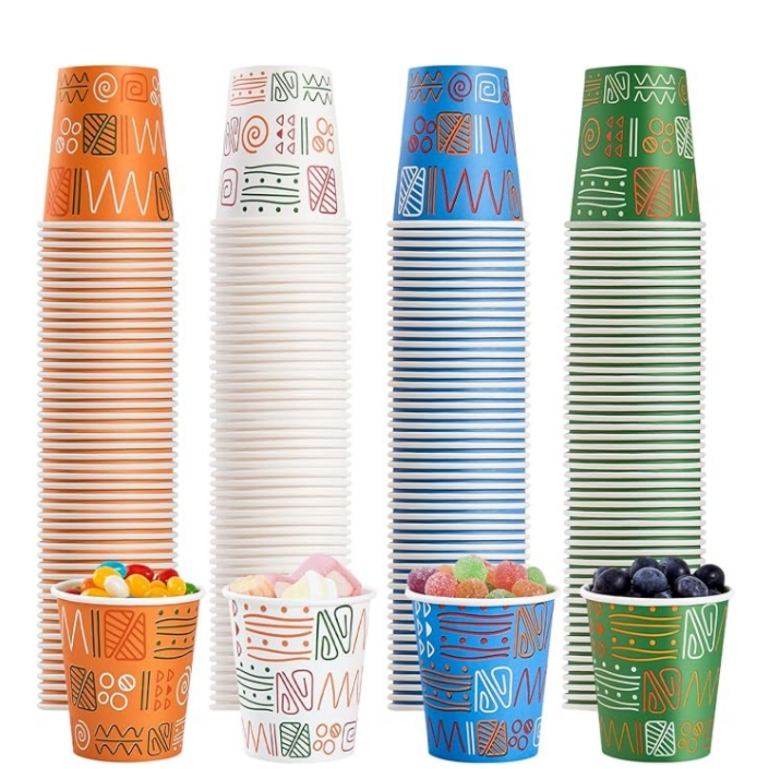 500 Pack 5oz Paper Cups, Colorful Disposable Paper Cups, Mini Mouthwash ...