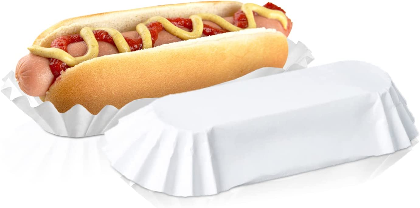 500Pack 6'' Hot Dog Trays Disposable Paper Food Trays for Sandwiches
