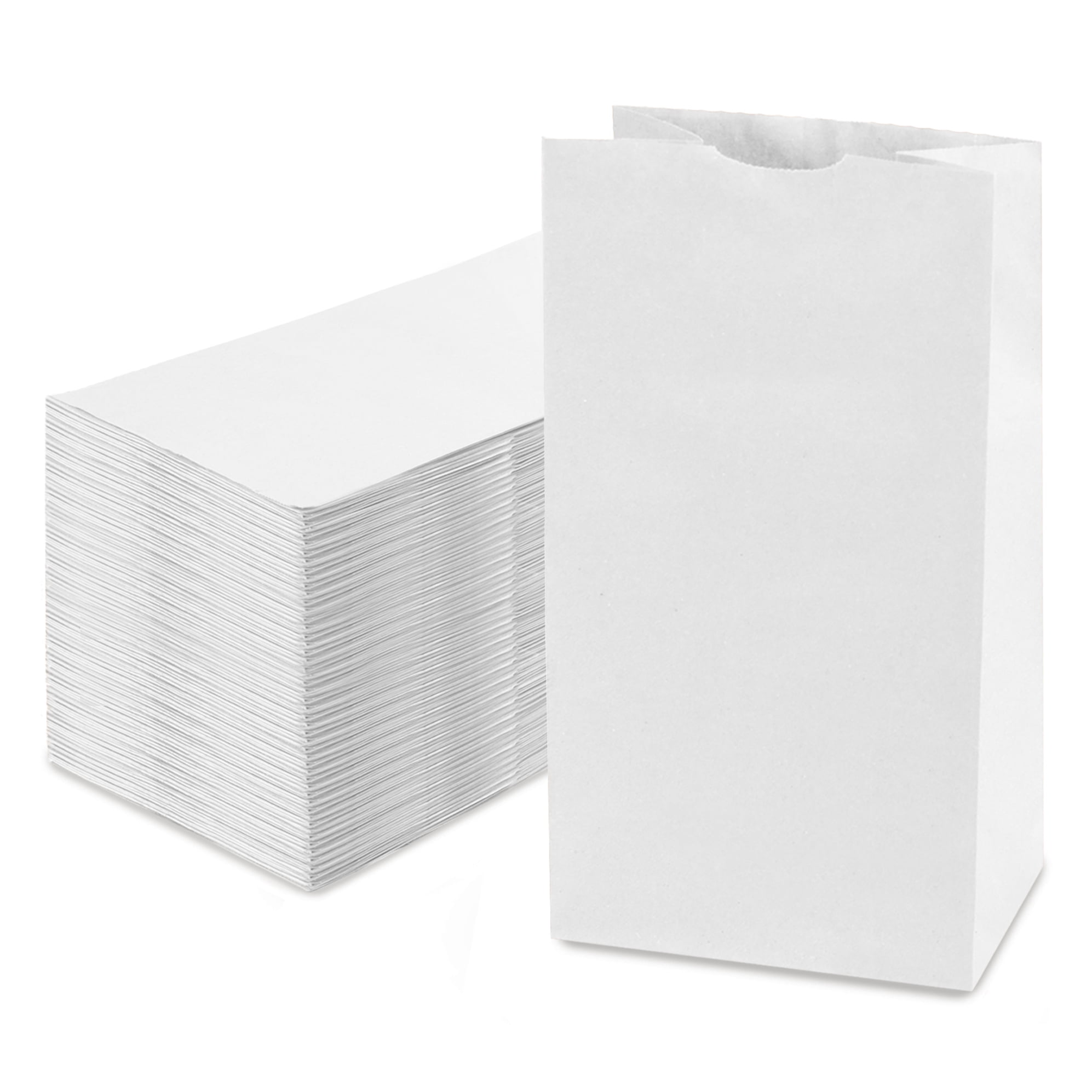 [500 Pack] 6 LB 11 x 6 x 3.5" White Paper Bags Grocery Lunch Retail Shopping Durable Bleached Barrel Sack