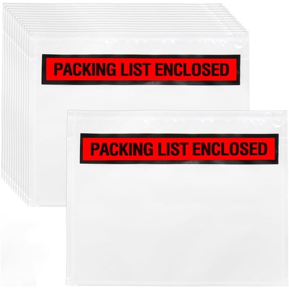 500 Pack 7.5'' x 5.5'' Packing List Envelopes, Adhesive Shipping Label Sleeves Clear Packing Slip Pouches Top Loading Packing List Pouches for Mailing