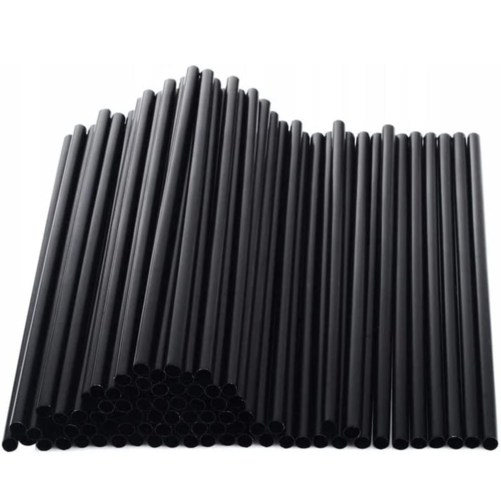 500-Pack Black Reusable Straws, 21cm Long, 0.5cm Dia., Eco-Friendly Plastic, Bendable Drinking Straws