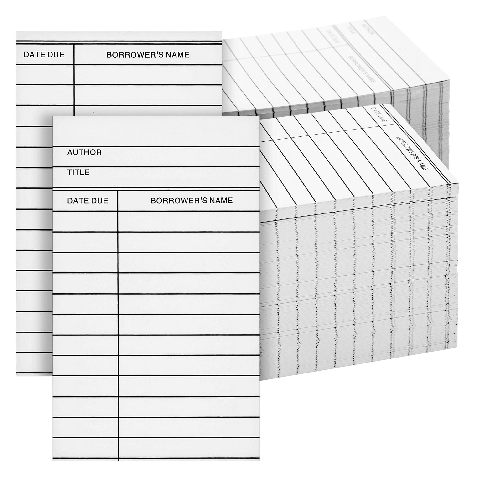 The Library Store Library Book Cards with Date Due and Borrow's Name Box of  500