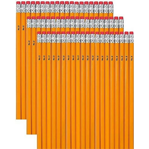 500 Count of Unsharpened Wood Cased #2 Yellow Pencils with Rubber Eraser Tips