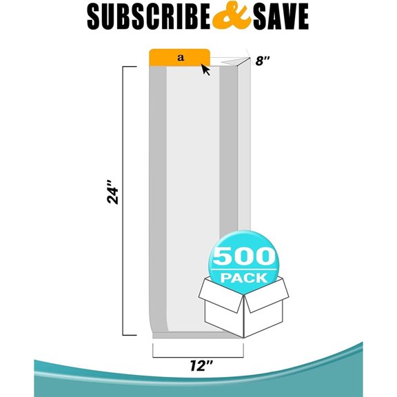 500 Pack Clear Jumbo Storage Bags 12" x 8" x 24" Plastic Gusseted Bags 2 mil