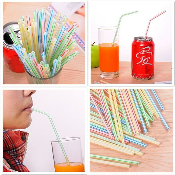 500-Pack Colorful Plastic Bendable Drinking Straws - Flexible Party & Home Event Accessories with Milk Tea Design