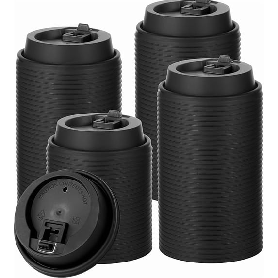 500 Pack Disposable Coffee Cup Lids, 3.6'' Black Plastic Lids for 10 ...
