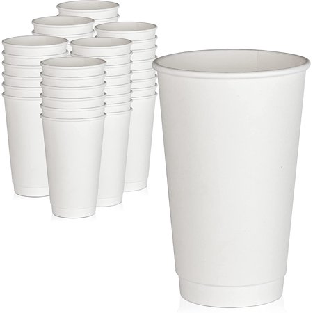 [500 Pack] Disposable Coffee Cups - 16 oz White Double Wall Insulated To Go Coffee Cups - Kraft Paper Cups for Chocolate Tea, Espresso, and Cocoa Drinks - Sturdy, Food Safe, and Eco-Friendly Hot Cups