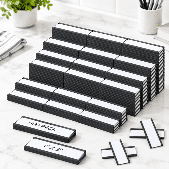500 Pack Label Holders for Metal Racks & Shelves, 1 x 3 Inch