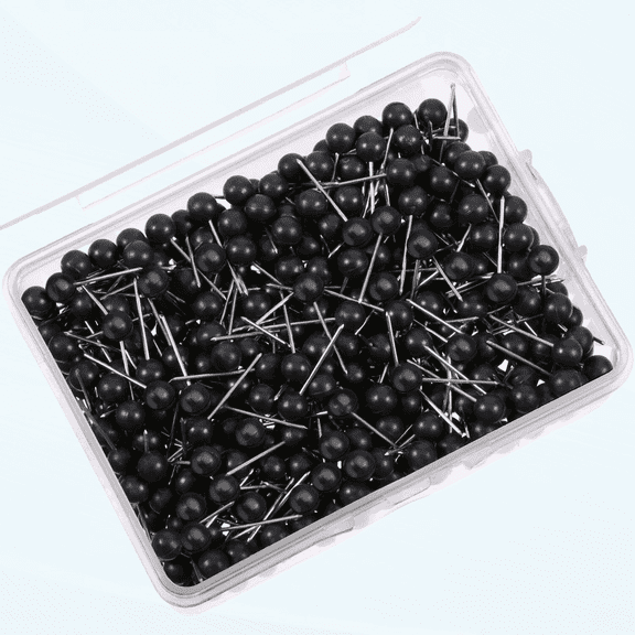 500 Pack Map Push Pins Map Tacks Small Size (Black, 1/8 Inch)