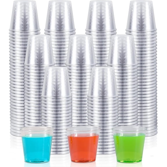 500 Pack Plastic Shot Glasses, 1.5oz Clear Plastic Shot Cups, Mini Disposable Cups, Mini Party Cups for Gathering, Weddings, Whiskey, Vodka, Sauce, Sample Tasting