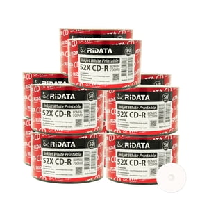 500 Pack Ridata CD-R 52X 700MB 80Min White Inkjet Hub Printable Blank Media Recordable Disc