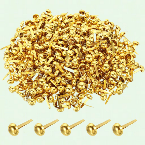 500 Pack Round Brads Fastener for DIY Crafting Projects Scrapbooking, Gold Tone 6x12mm Mini Brads Paper Fasteners