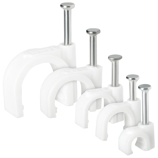 500Pack Round Cable Wire Clips for Wall Mounting, Extension Cord