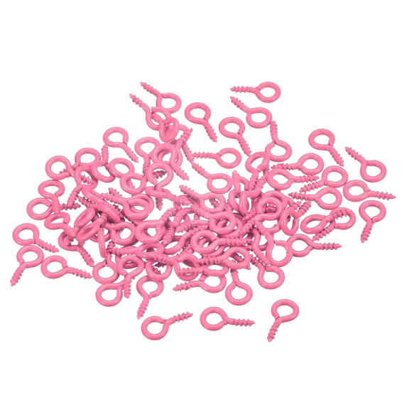 500 Pack Small Screw Eye Hooks Mini Eyelets Screws, 5x10x1.2mm, Dark Pink