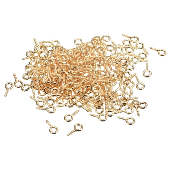 500 Pack Small Screw Eye Hooks Mini Eyelets Screws, 5x10x1.2mm, Light Gold