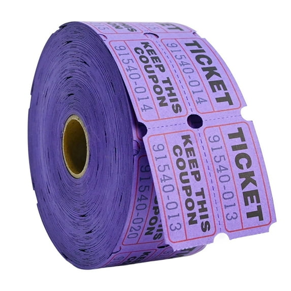 500-Pack Tactical Draw Tickets, Double Roll, Event Tickets, Admission, Classroom Awards, Fundraising & Prizes - Purple