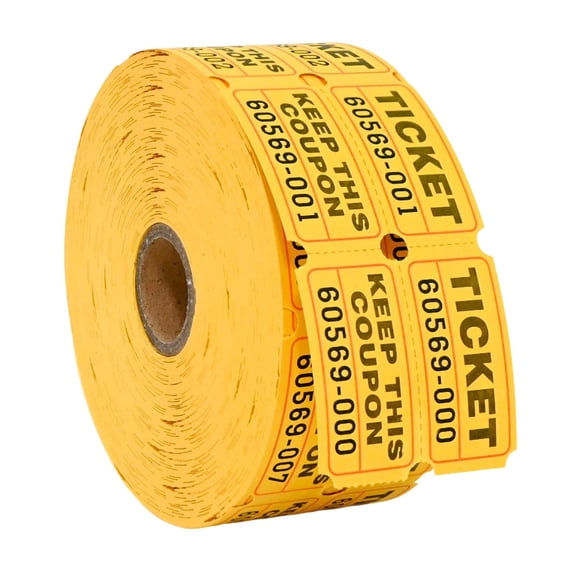 500-Pack Tactical Draw Tickets, Double Roll, Event Tickets, Admission, Classroom Awards, Fundraising & Prizes - Yellow